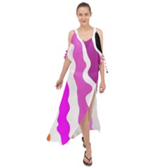 Warp Liquid Multicolor Kids Maxi Chiffon Cover Up Dress by Cemarart