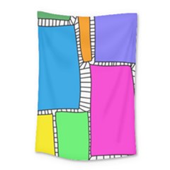 Shapes Texture Colorful Cartoon Small Tapestry by Cemarart