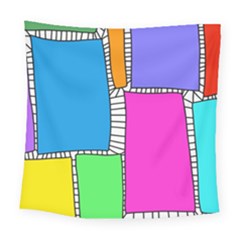 Shapes Texture Colorful Cartoon Square Tapestry (large) by Cemarart