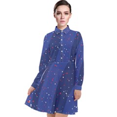 Texture Multicolour Ink Dip Flare Long Sleeve Chiffon Shirt Dress by Cemarart