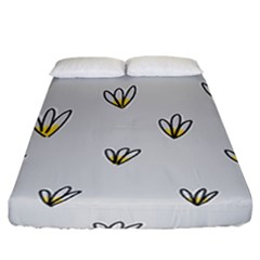 Pattern Leaves Daisies Print Fitted Sheet (california King Size) by Cemarart