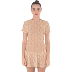 Lines Pattern Wiggly Minimal Print Drop Hem Mini Chiffon Dress by Cemarart