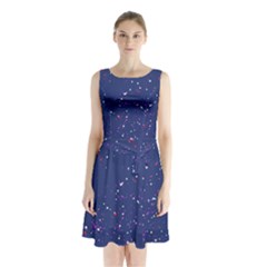 Texture Grunge Speckles Dots Sleeveless Waist Tie Chiffon Dress by Cemarart