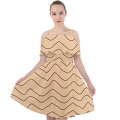 Background Wavy Zig Zag Lines Cut Out Shoulders Chiffon Dress by Cemarart