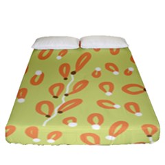 Pattern Leaves Print Background Fitted Sheet (queen Size) by Cemarart