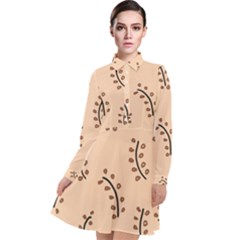 Leaves Plants Dots Pattern Long Sleeve Chiffon Shirt Dress by Cemarart