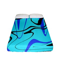 Mint Background Swirl Blue Black Fitted Sheet (full/ Double Size) by Cemarart