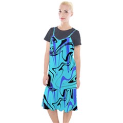 Mint Background Swirl Blue Black Camis Fishtail Dress by Cemarart