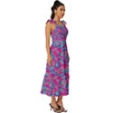 Colorful cosutme collage motif pattern Tie-Strap Tiered Midi Chiffon Dress View3