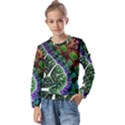 Digital Art Fractal Abstract Artwork 3d Floral Pattern Waves Vortex Sphere Nightmare Kids  Long Sleeve T-Shirt with Frill  View1