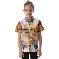 Mandalas-1084082 Ai-generated-7899053 Kids  Short Sleeve Shirt by lipli