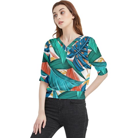 Leaves-3923413 Quarter Sleeve Blouse by lipli