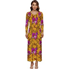 Blooming Flowers Of Orchid Paradise Long Sleeve Longline Maxi Dress by pepitasart