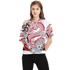 Dragon-6995594 One Shoulder Cut Out T-shirt by lipli