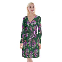 Floral-5522380 Long Sleeve Velvet Front Wrap Dress by lipli