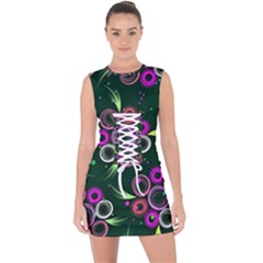 Floral-5522380 Lace Up Front Bodycon Dress by lipli