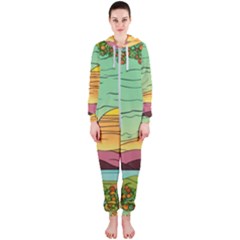 Painting Colors Box Green Hooded Jumpsuit (ladies) by Bedest