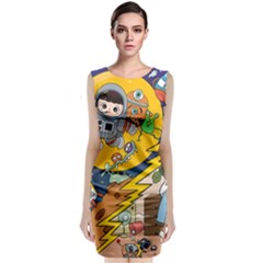 Astronaut Moon Monsters Spaceship Universe Space Cosmos Classic Sleeveless Midi Dress by Maspions