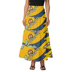 Astronaut Moon Monsters Spaceship Universe Space Cosmos Tiered Ruffle Maxi Skirt by Maspions