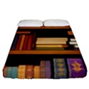 Book Nook Books Bookshelves Comfortable Cozy Literature Library Study Reading Room Fiction Entertain Fitted Sheet (Queen Size) View1