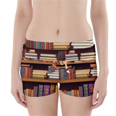 Book Nook Books Bookshelves Comfortable Cozy Literature Library Study Reading Room Fiction Entertain Boyleg Bikini Wrap Bottoms by Maspions