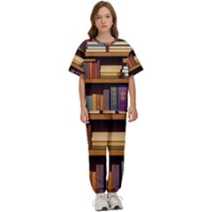 Book Nook Books Bookshelves Comfortable Cozy Literature Library Study Reading Room Fiction Entertain Kids  T-shirt And Pants Sports Set by Maspions