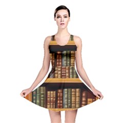 Room Interior Library Books Bookshelves Reading Literature Study Fiction Old Manor Book Nook Reading Reversible Skater Dress by Grandong