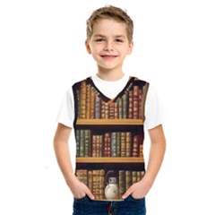 Room Interior Library Books Bookshelves Reading Literature Study Fiction Old Manor Book Nook Reading Kids  Basketball Tank Top by Grandong