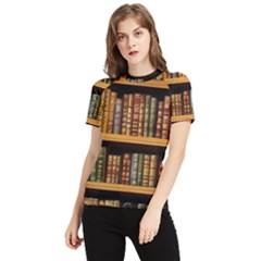 Room Interior Library Books Bookshelves Reading Literature Study Fiction Old Manor Book Nook Reading Women s Short Sleeve Rash Guard by Grandong