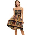 Room Interior Library Books Bookshelves Reading Literature Study Fiction Old Manor Book Nook Reading Sleeveless Tie Front Chiffon Dress View1