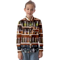 Alcohol Apothecary Book Cover Booze Bottles Gothic Magic Medicine Oils Ornate Pharmacy Kids  Long Sleeve Shirt by Grandong