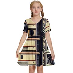 Radios Tech Technology Music Vintage Antique Old Kids  Short Sleeve Tiered Mini Dress by Grandong