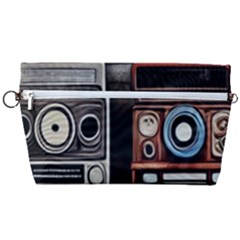 Retro Cameras Old Vintage Antique Technology Wallpaper Retrospective Handbag Organizer by Grandong