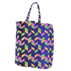 Background Pattern Geometric Pink Yellow Green Giant Grocery Tote by Maspions