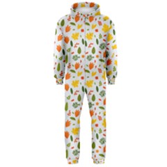 Background Pattern Flowers Leaves Autumn Fall Colorful Leaves Foliage Hooded Jumpsuit (men) by Maspions