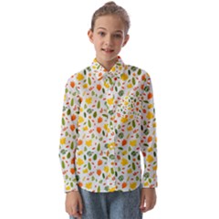 Background Pattern Flowers Leaves Autumn Fall Colorful Leaves Foliage Kids  Long Sleeve Shirt by Maspions