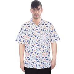 Background Pattern Floral Leaves Flowers Men s Hawaii Shirt