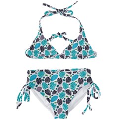 Leaves Monstera Pattern Nature Blue Purple Mauve Flora Kids  Classic Bikini Set by Maspions