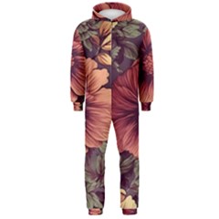 Flowers Pattern Texture Design Nature Art Colorful Surface Vintage Hooded Jumpsuit (men) by Maspions