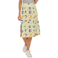 Seamless Pattern Musical Note Doodle Symbol Midi Panel Skirt by Apen