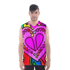 Stained Glass Love Heart Men s Basketball Tank Top by Apen