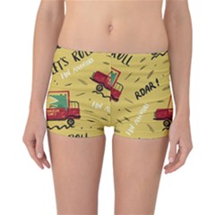 Childish Seamless Pattern With Dino Driver Reversible Boyleg Bikini Bottoms by Apen