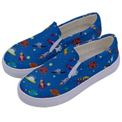 Space Rocket Solar System Pattern Kids  Canvas Slip Ons by Apen