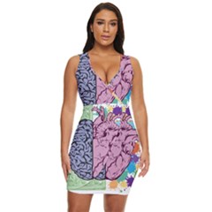 Brain Heart Balance Emotion Draped Bodycon Dress by Maspions