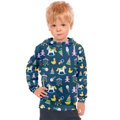 Cute Babies Toys Seamless Pattern Kids  Hooded Pullover by Apen