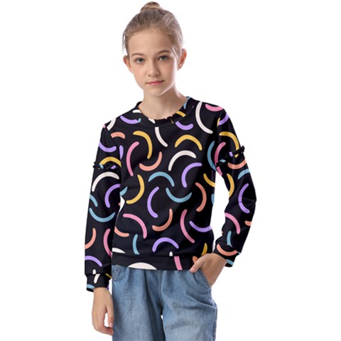 Abstract Pattern Wallpaper Kids  Long Sleeve T-shirt With Frill  by Maspions