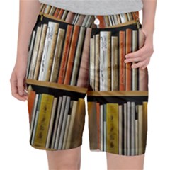 Book Nook Books Bookshelves Comfortable Cozy Literature Library Study Reading Reader Reading Nook Ro Women s Pocket Shorts by Maspions