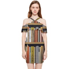 Book Nook Books Bookshelves Comfortable Cozy Literature Library Study Reading Reader Reading Nook Ro Shoulder Frill Bodycon Summer Dress by Maspions