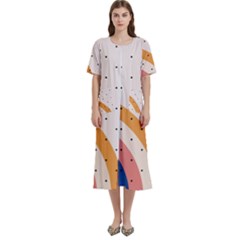 Abstract Geometric Bauhaus Polka Dots Retro Memphis Rainbow Women s Cotton Short Sleeve Nightgown by Maspions