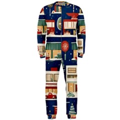 Cars Snow City Landscape Vintage Old Time Retro Pattern Onepiece Jumpsuit (men) by Maspions